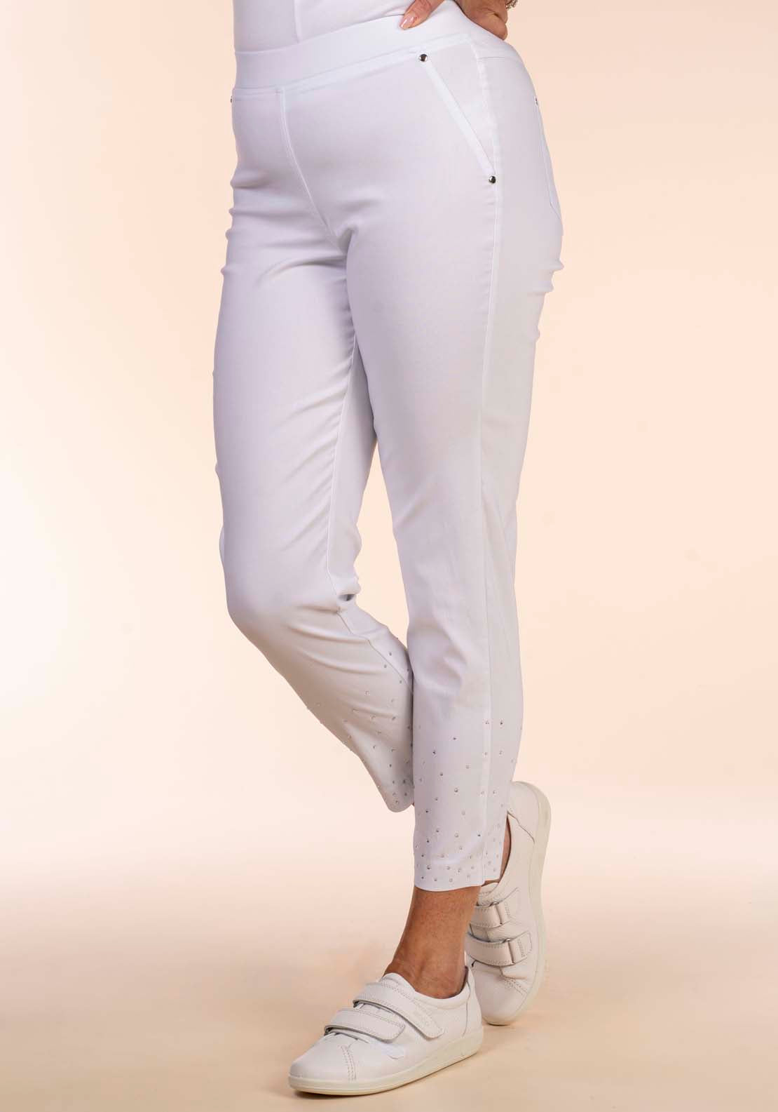 Tea Lane Diamante Hem Crop - White 3 Shaws Department Stores