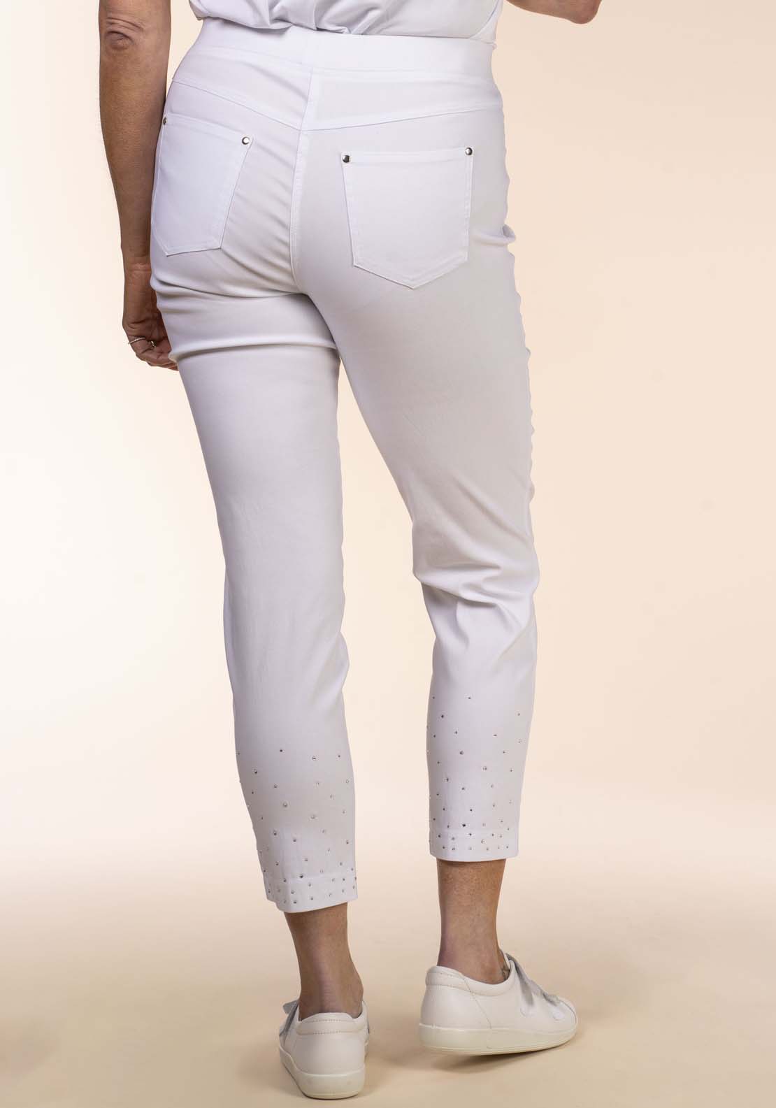 Tea Lane Diamante Hem Crop - White 4 Shaws Department Stores