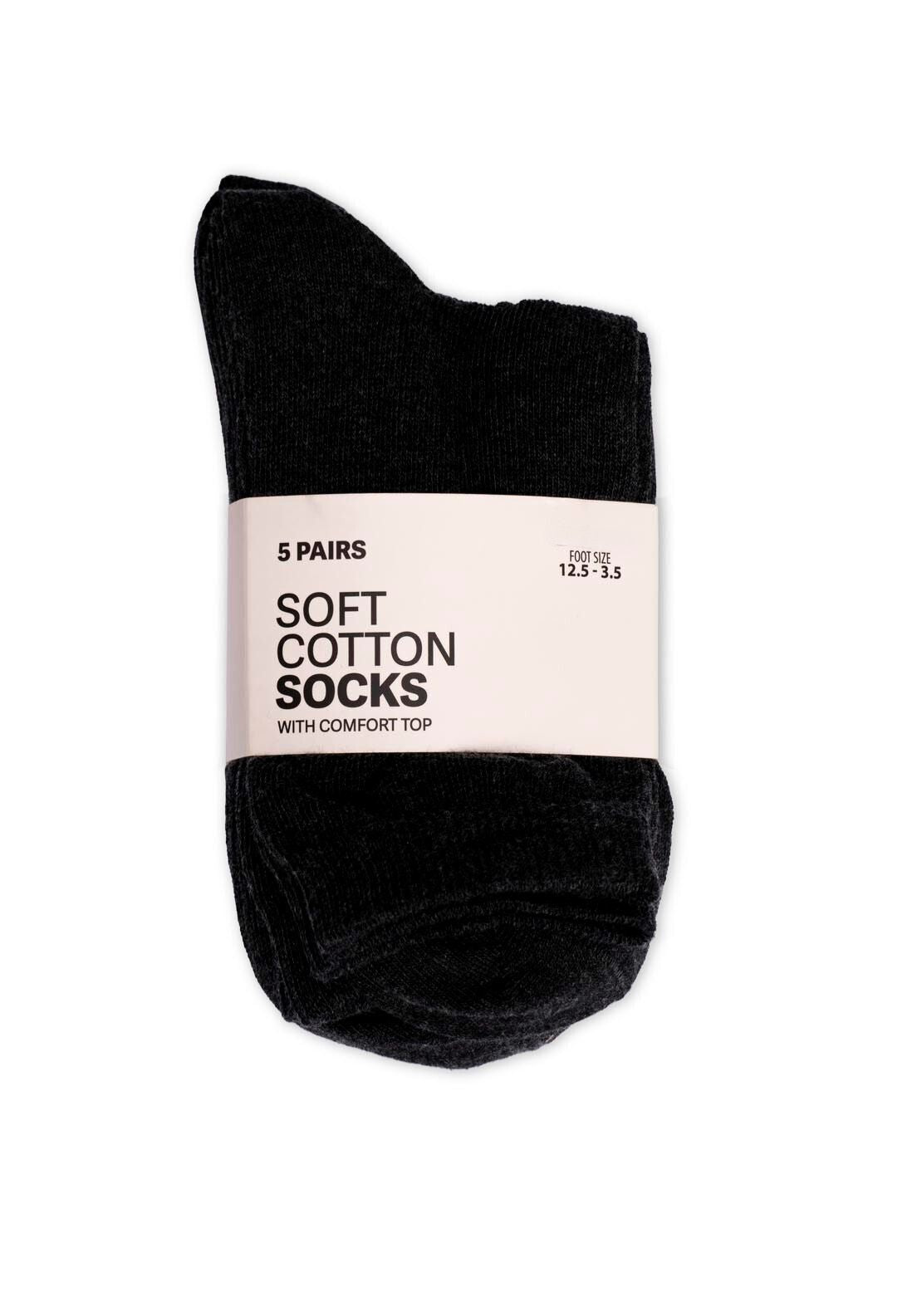 Shaws 5 Pairs Soft Cotton Socks - Black 1 Shaws Department Stores
