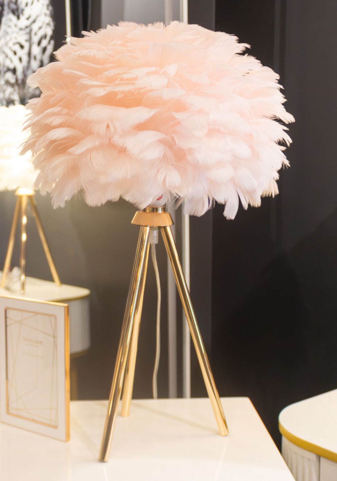 The Home Collection Feather Table Lamp - Pink 2 Shaws Department Stores