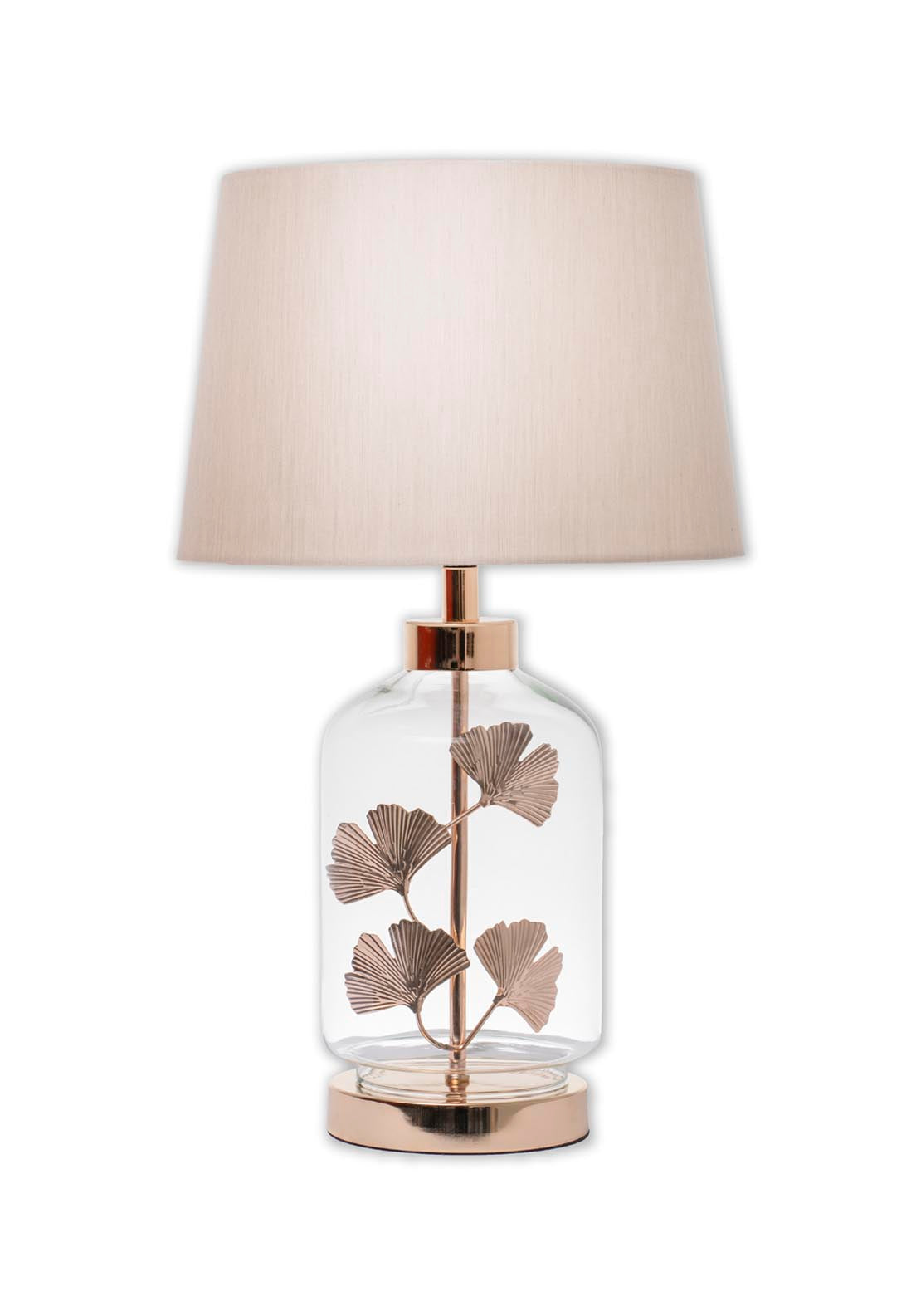 The Home Collection 4 Leaf Glass Table Lamp - Clear/metal 1 Shaws Department Stores