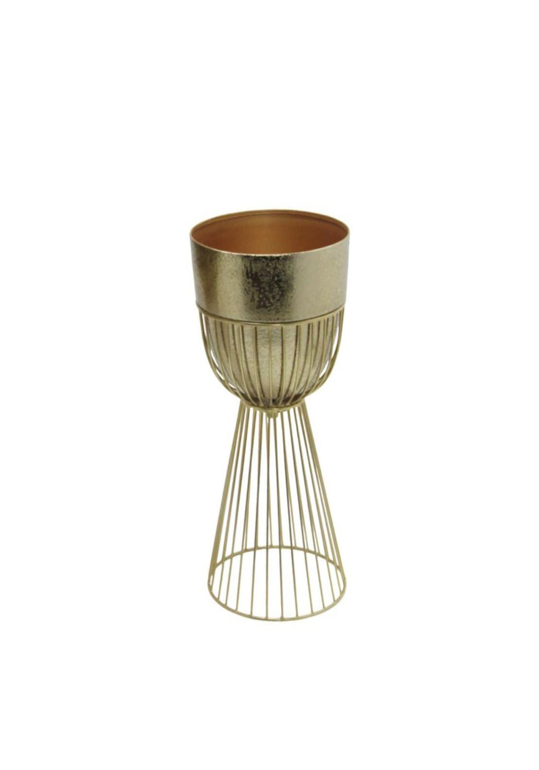 Gold Raised Planter With Wire Stand Small - Gold