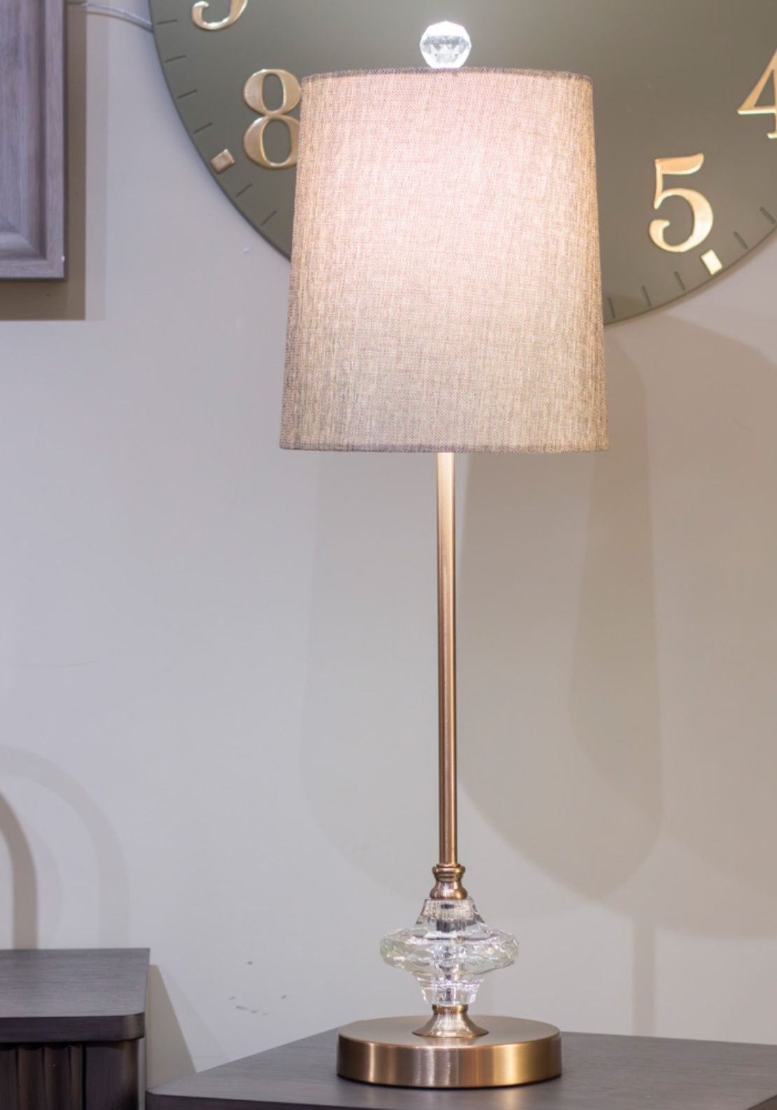 Crystal Accent Table Lamp With Linen Shade - Cream
