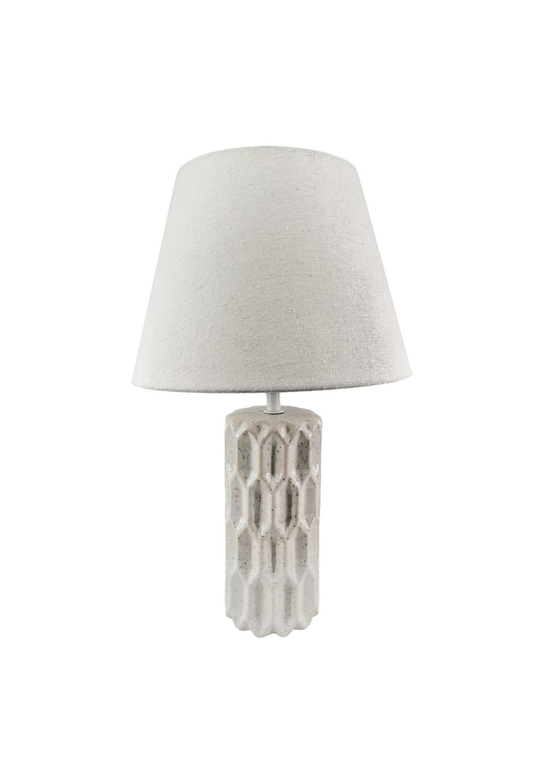 Modern Geometric Accent Lamp With Linen Shade - Multi