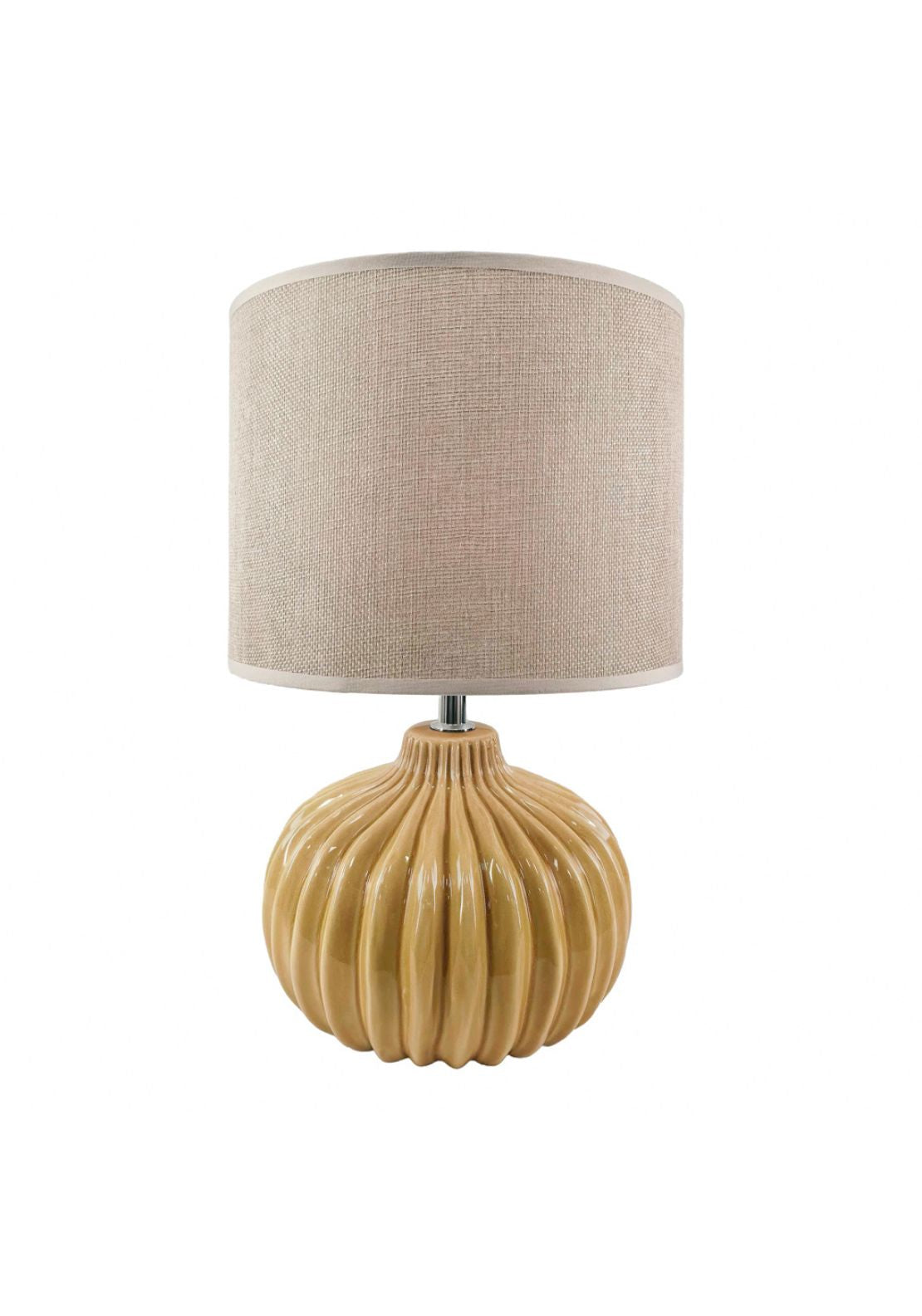 Dakota Round Ceramic Base Lamp With Linen Shade - Yellow