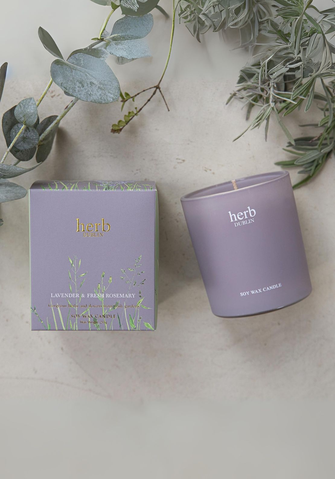 Herb Dublin Boxed Candle Lavender &amp; Rosemary 235g - Purple 3 Shaws Department Stores
