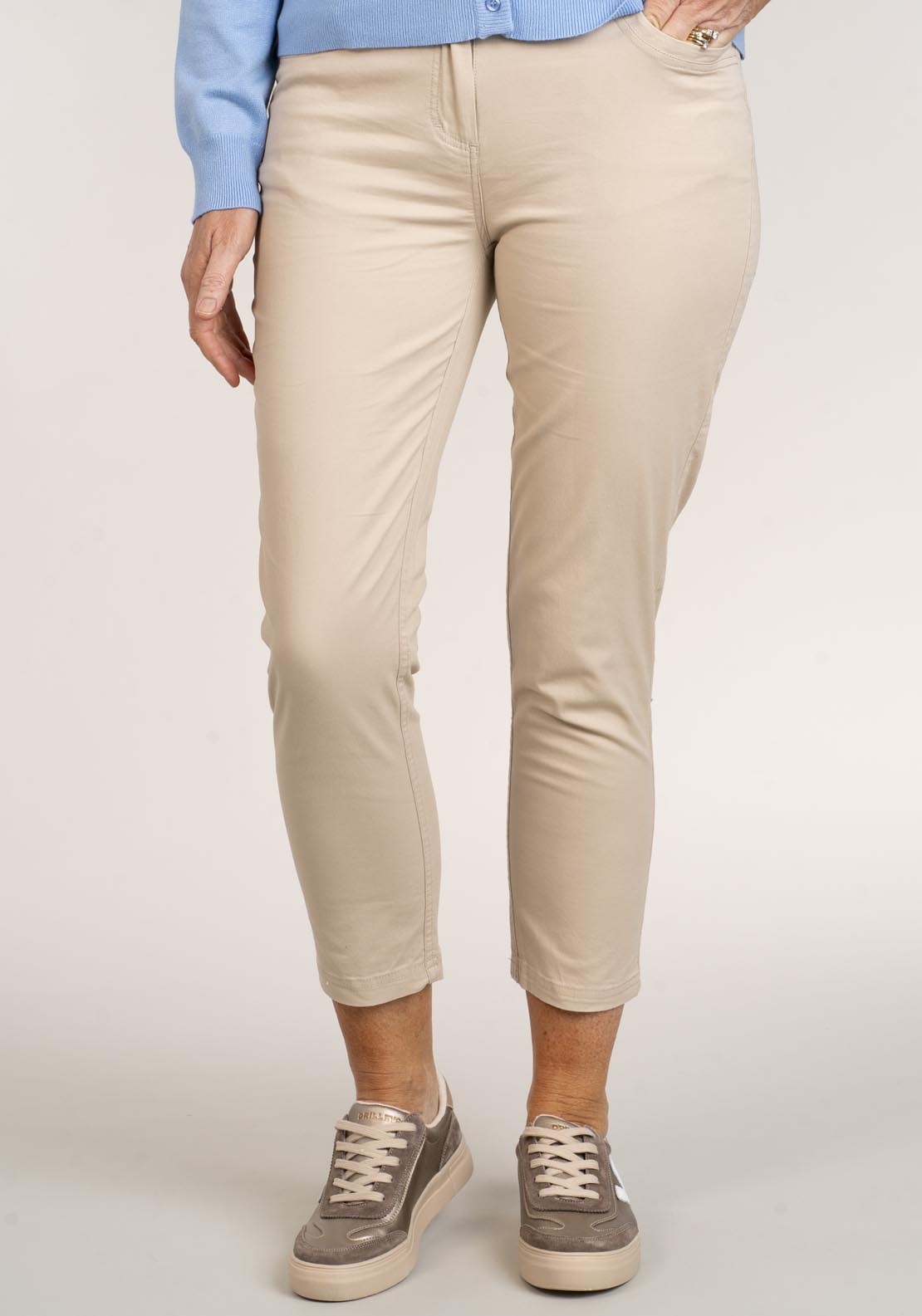 Tea Lane Cotton Chino Ankle Grazer - Stone 1 Shaws Department Stores