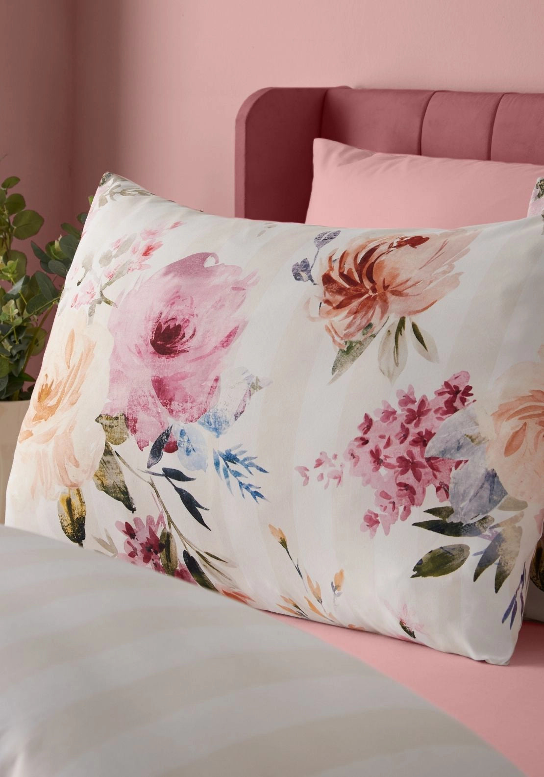 Floral Stripe So Soft Reversible Duvet Cover Set - Cream