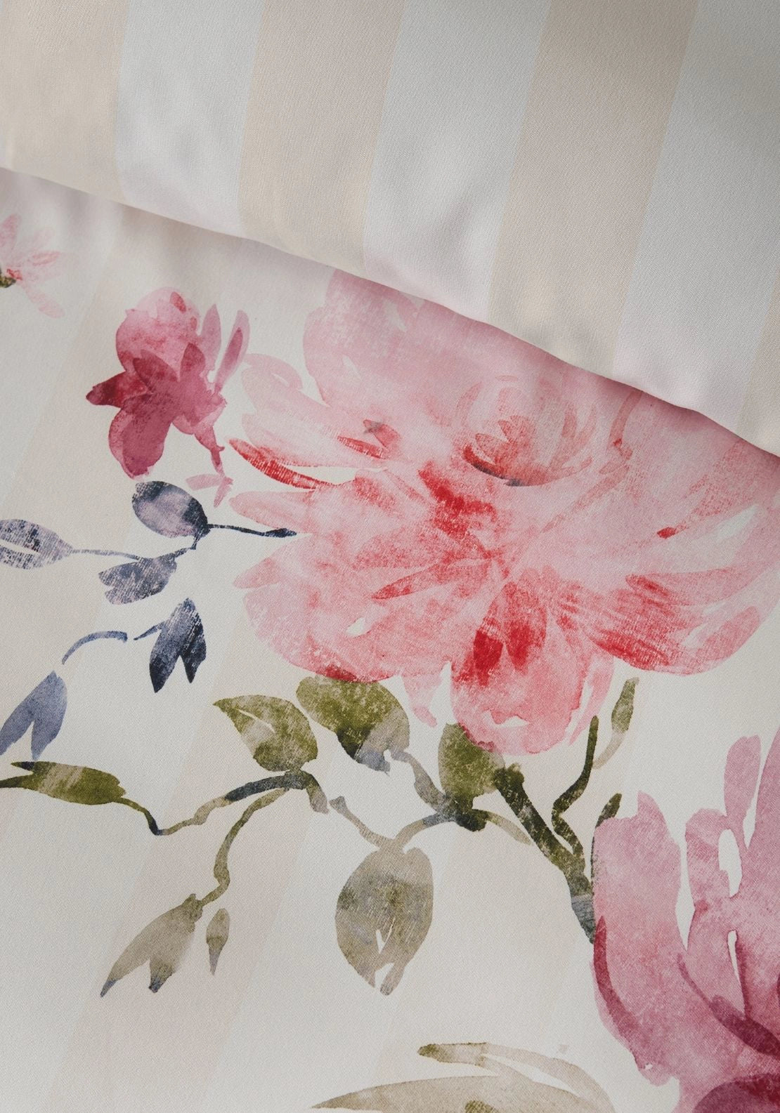 Floral Stripe So Soft Reversible Duvet Cover Set - Cream