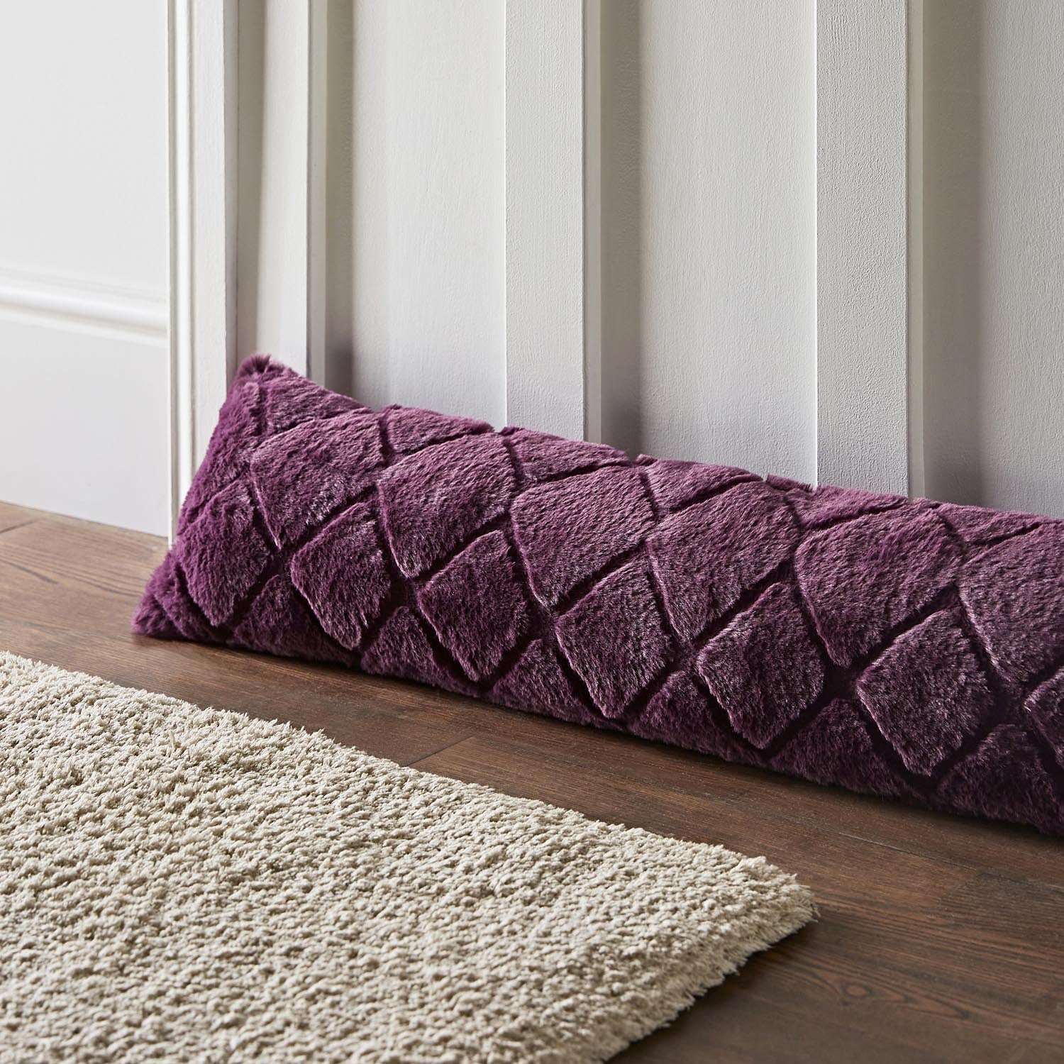 Catherine Lansfield Draught Excluder 90cm x 20cm - Plum 1 Shaws Department Stores
