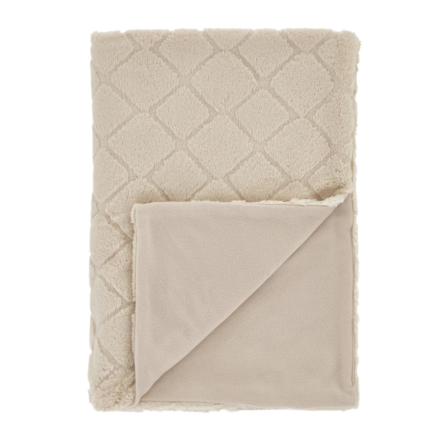 The Home Collection Soft and Cosy Carved Diamond Throw - Natural 1 Shaws Department Stores