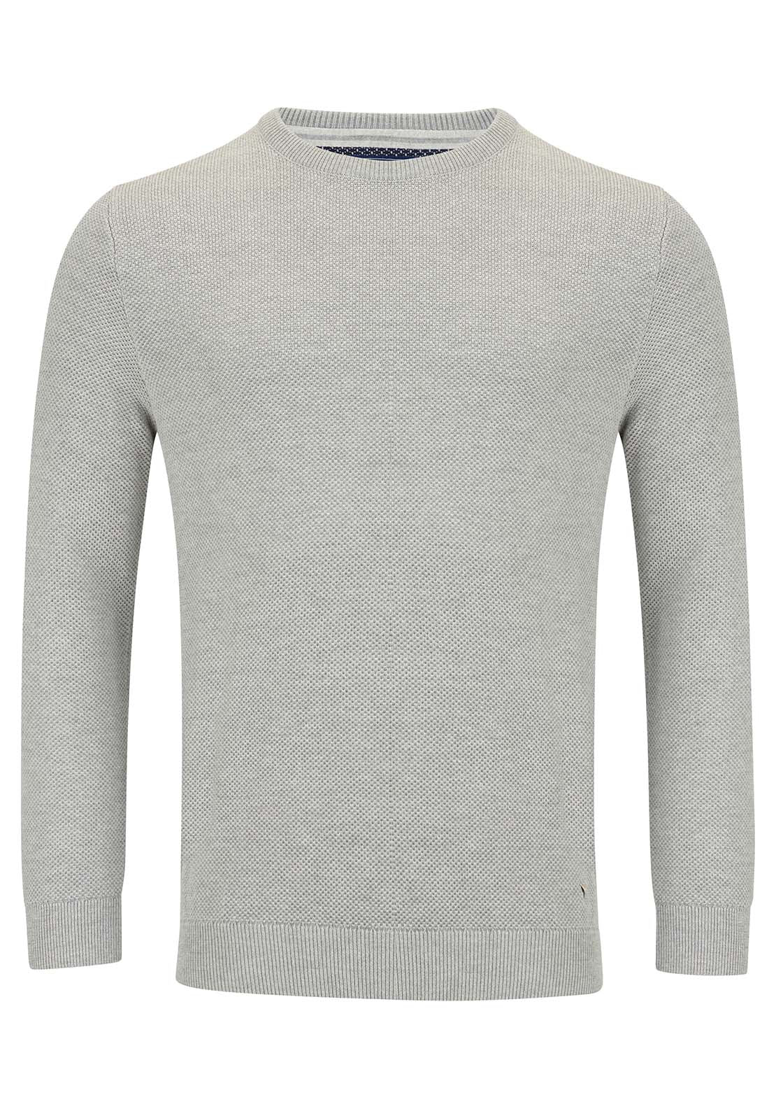 Cotton Crew Neck Sweater - Grey