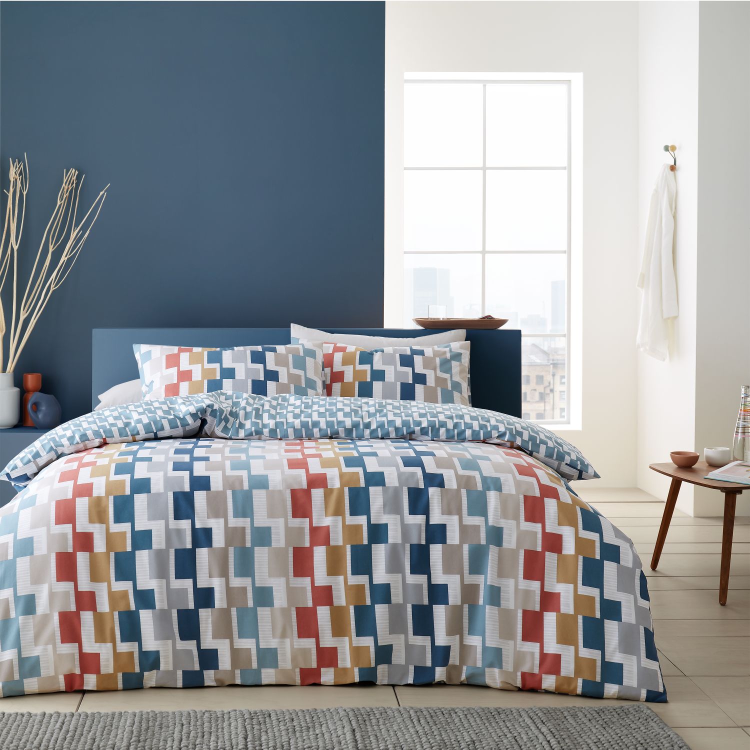  Bianca Dakota Geo Check Cotton Duvet Cover Set - Bright 1 Shaws Department Stores
