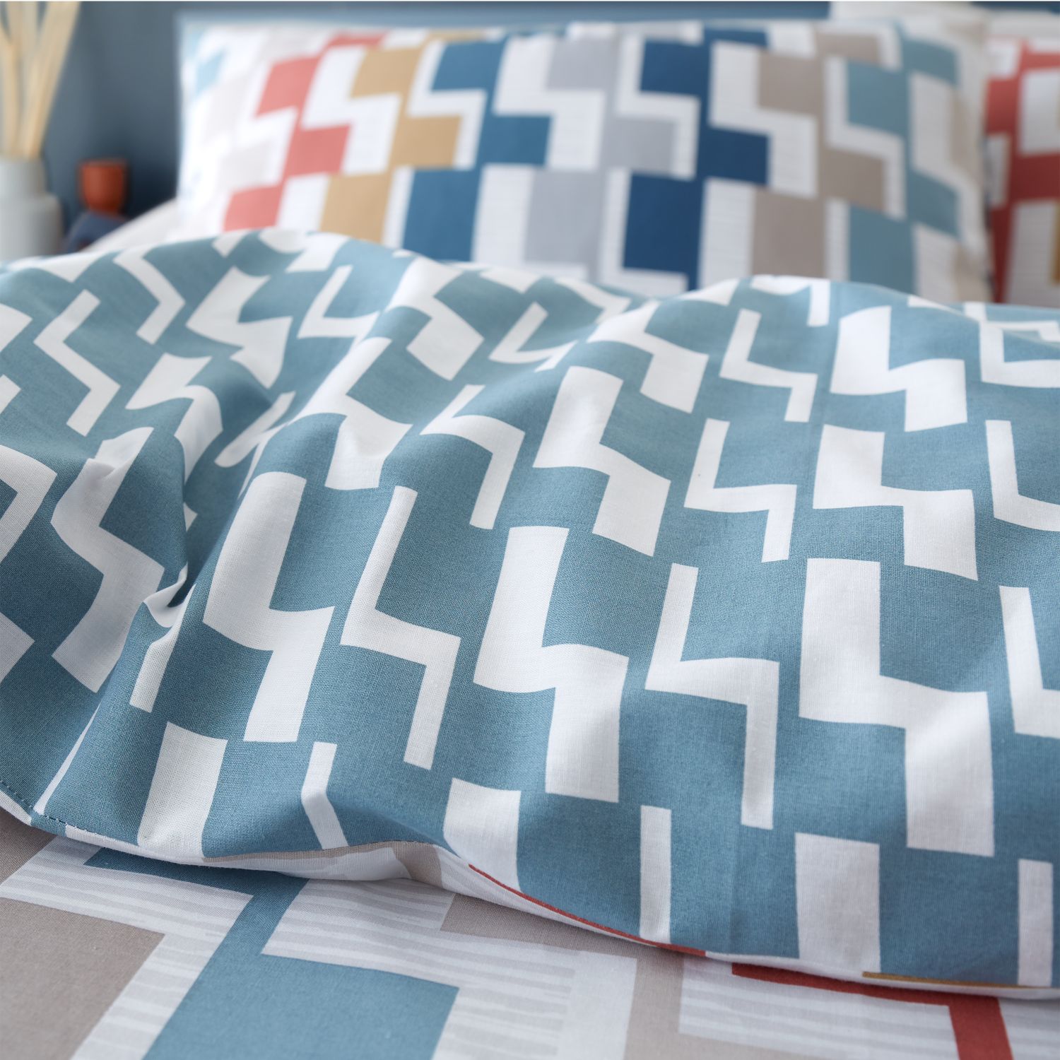  Bianca Dakota Geo Check Cotton Duvet Cover Set - Bright 4 Shaws Department Stores