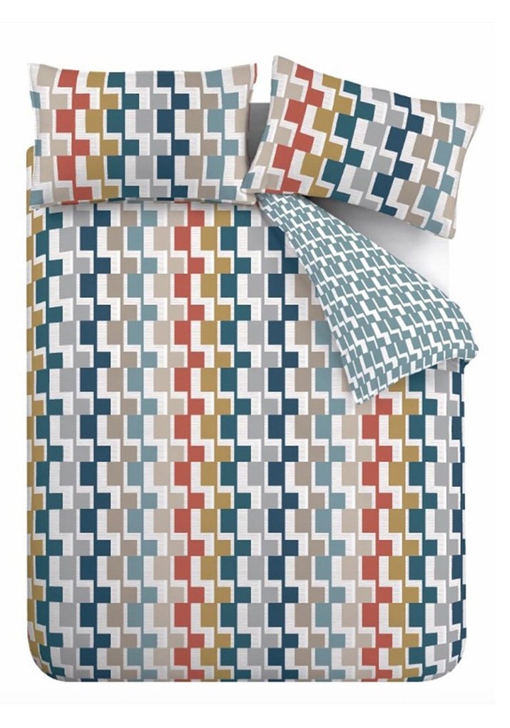  Bianca Dakota Geo Check Cotton Duvet Cover Set - Bright 5 Shaws Department Stores