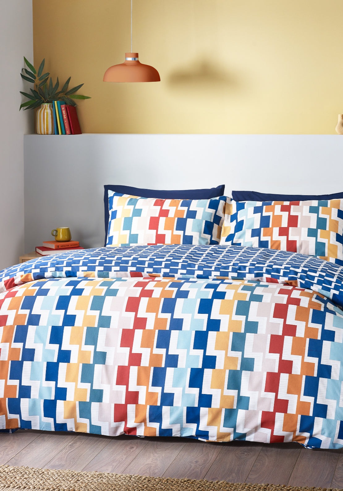 Catherine Lansfield Bryson Geo Reversible Duvet Cover Set - Multicolour 1 Shaws Department Stores