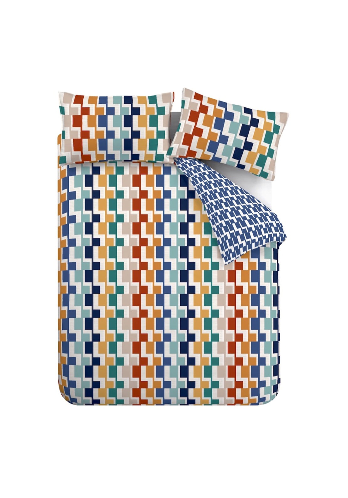 Catherine Lansfield Bryson Geo Reversible Duvet Cover Set - Multicolour 5 Shaws Department Stores
