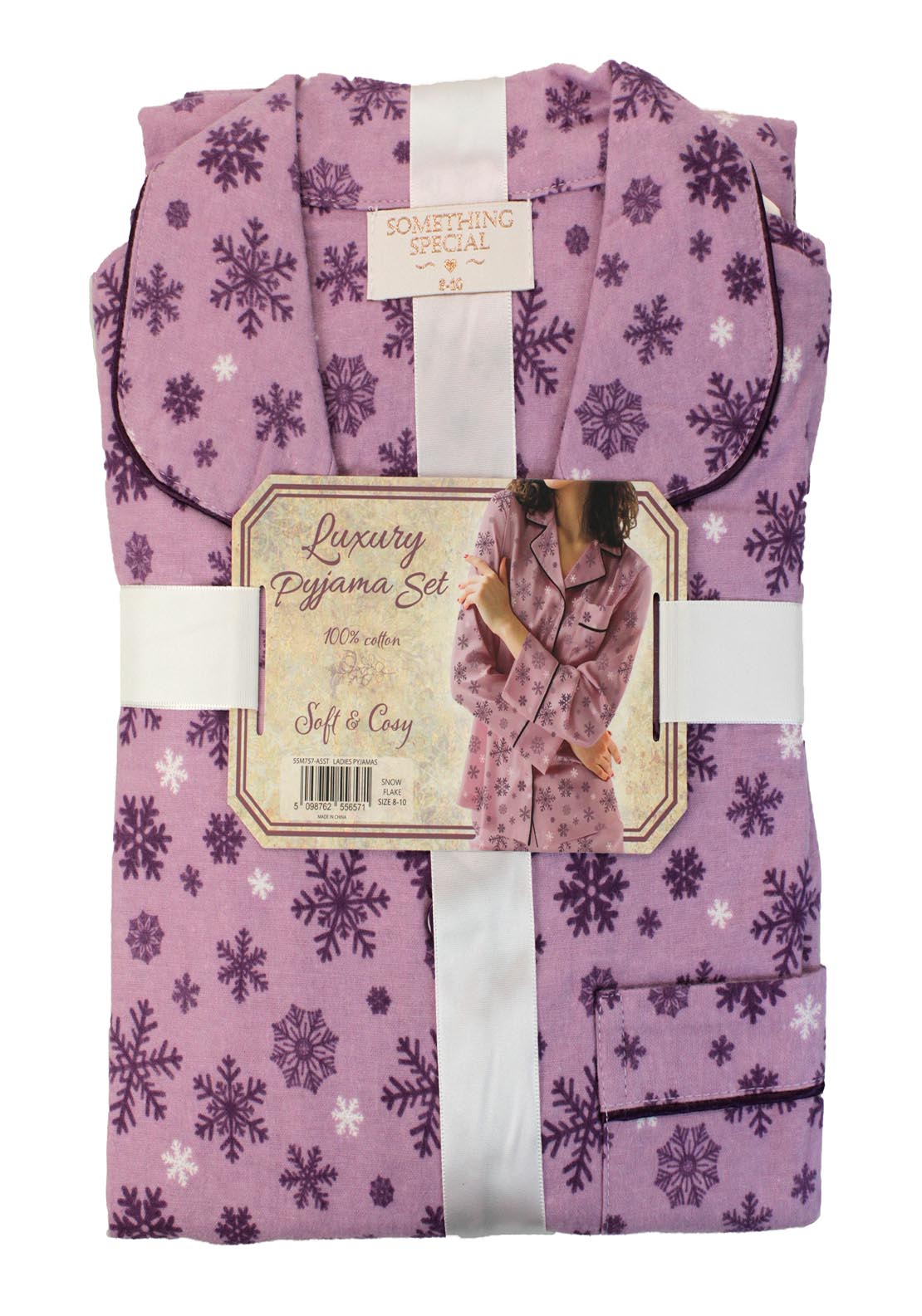 Something Special Brushed Cotton Pj Set Ribbon - Lilac 1 Shaws Department Stores