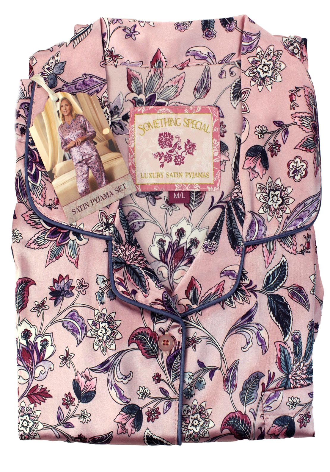 Something Special Satin Print Pink Paisley Pj Set - Pink 1 Shaws Department Stores