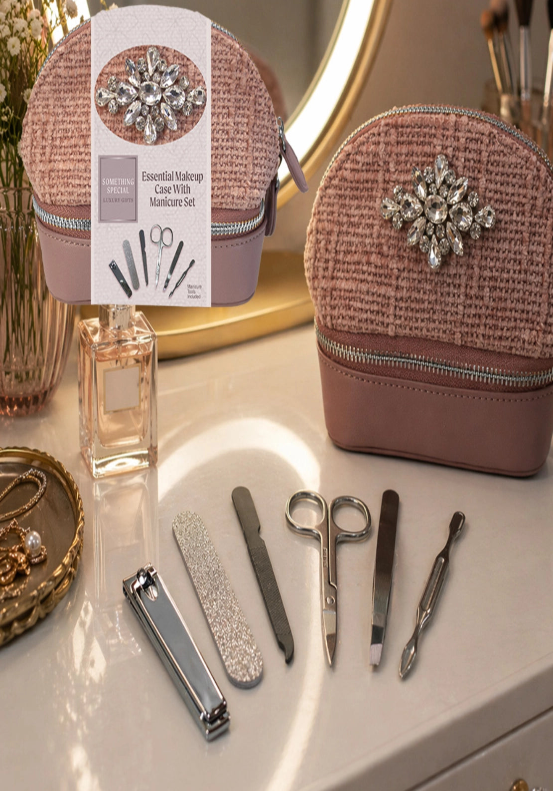 Essential Make-Up Case With Manicure Set - Dusty Rose
