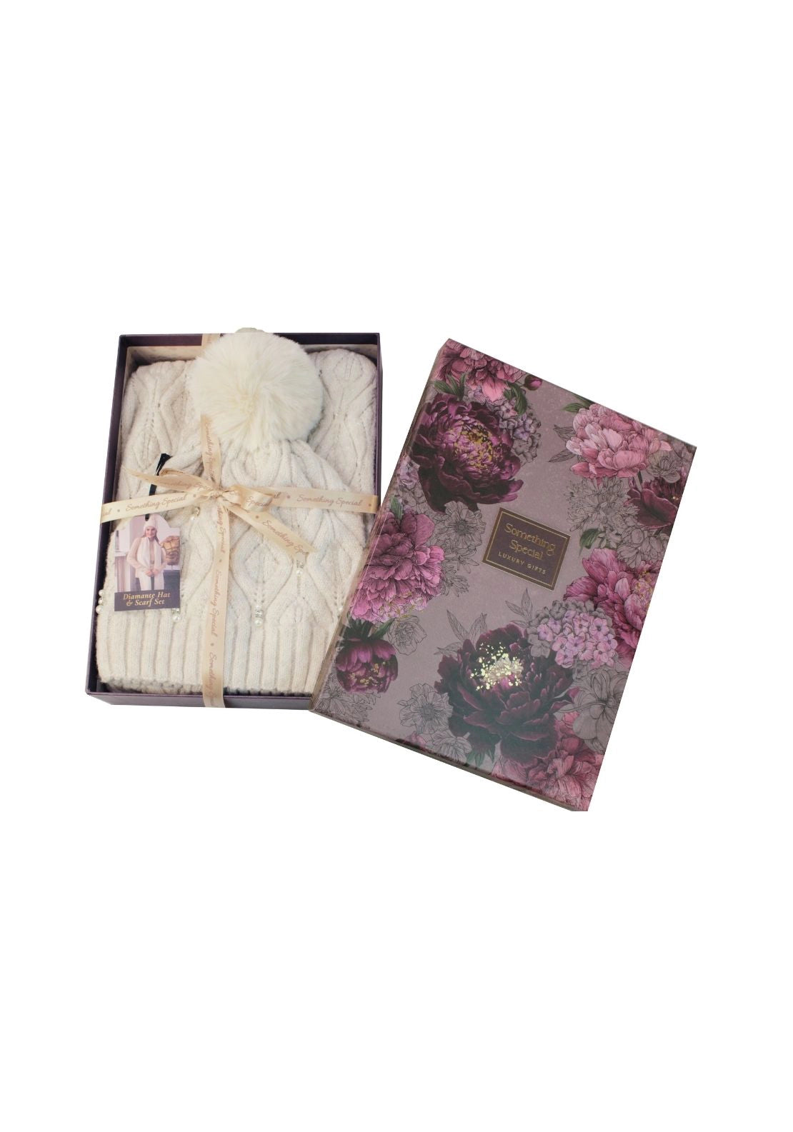 Something Special Diamante Hat &amp; Scarf Set - Beige 1 Shaws Department Stores