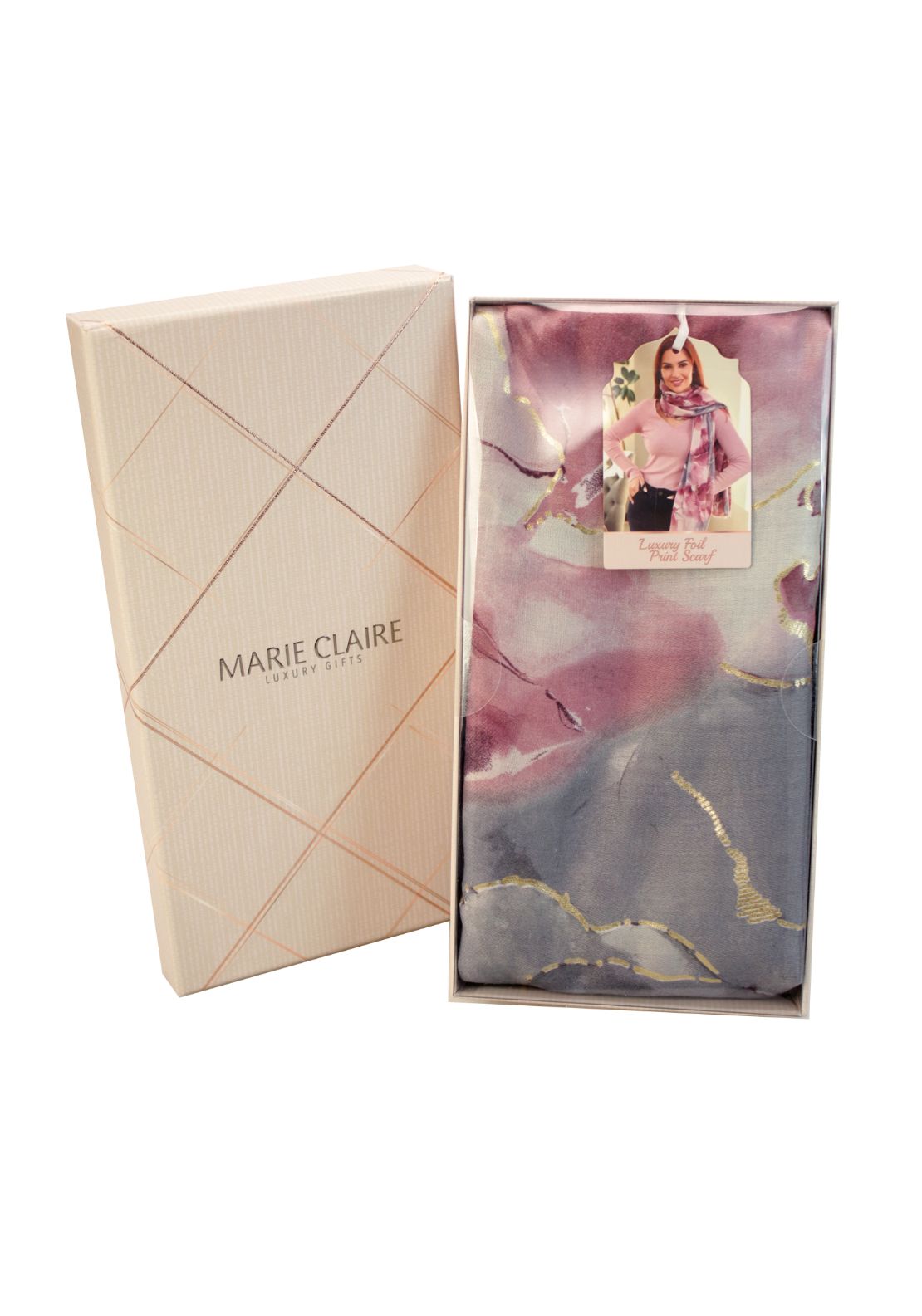 Marie Claire Foil Print Scarf - Mauve 1 Shaws Department Stores