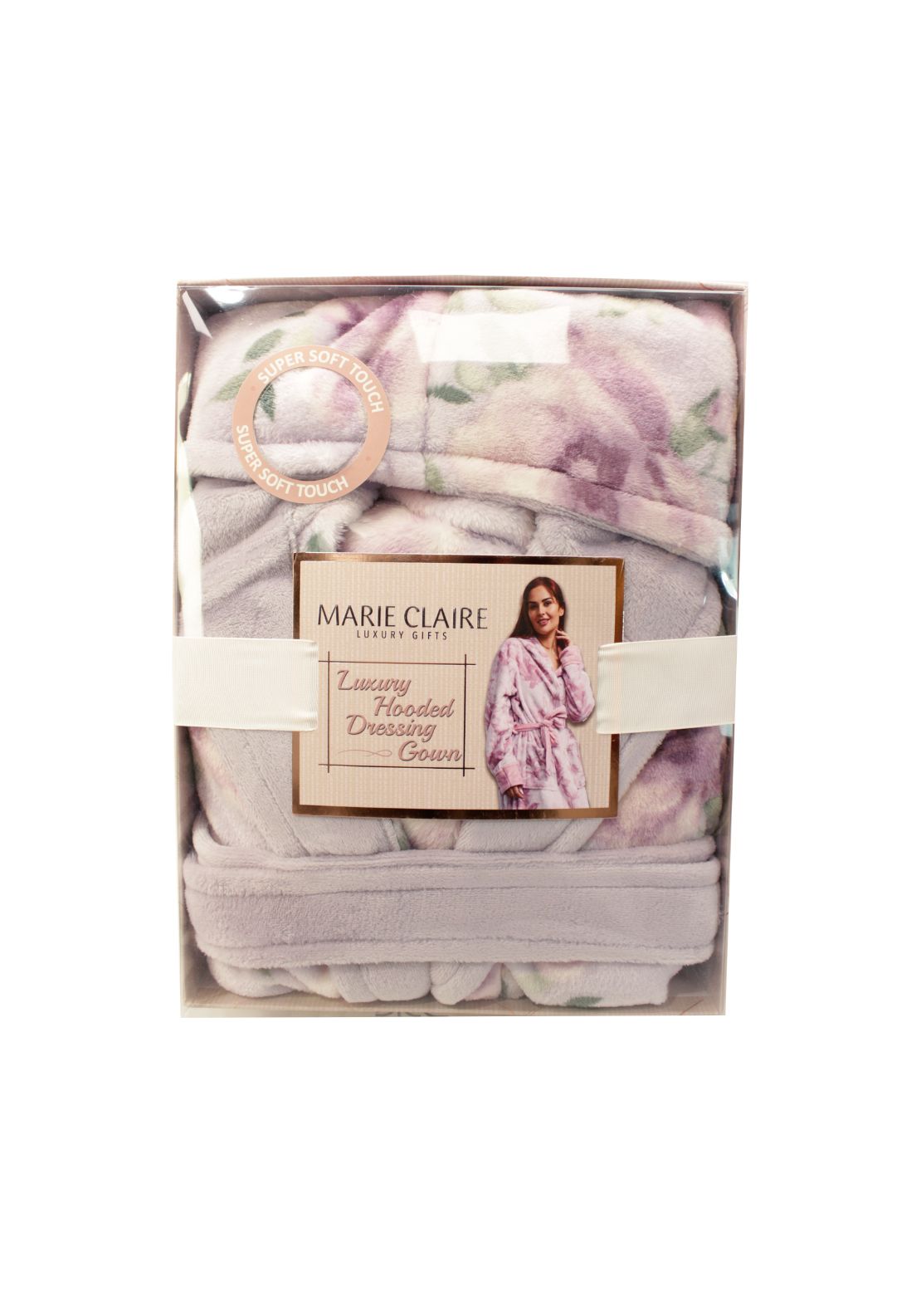 Marie Claire Luxury Hooded Dressing Gown - Lilac S/m 1 Shaws Department Stores