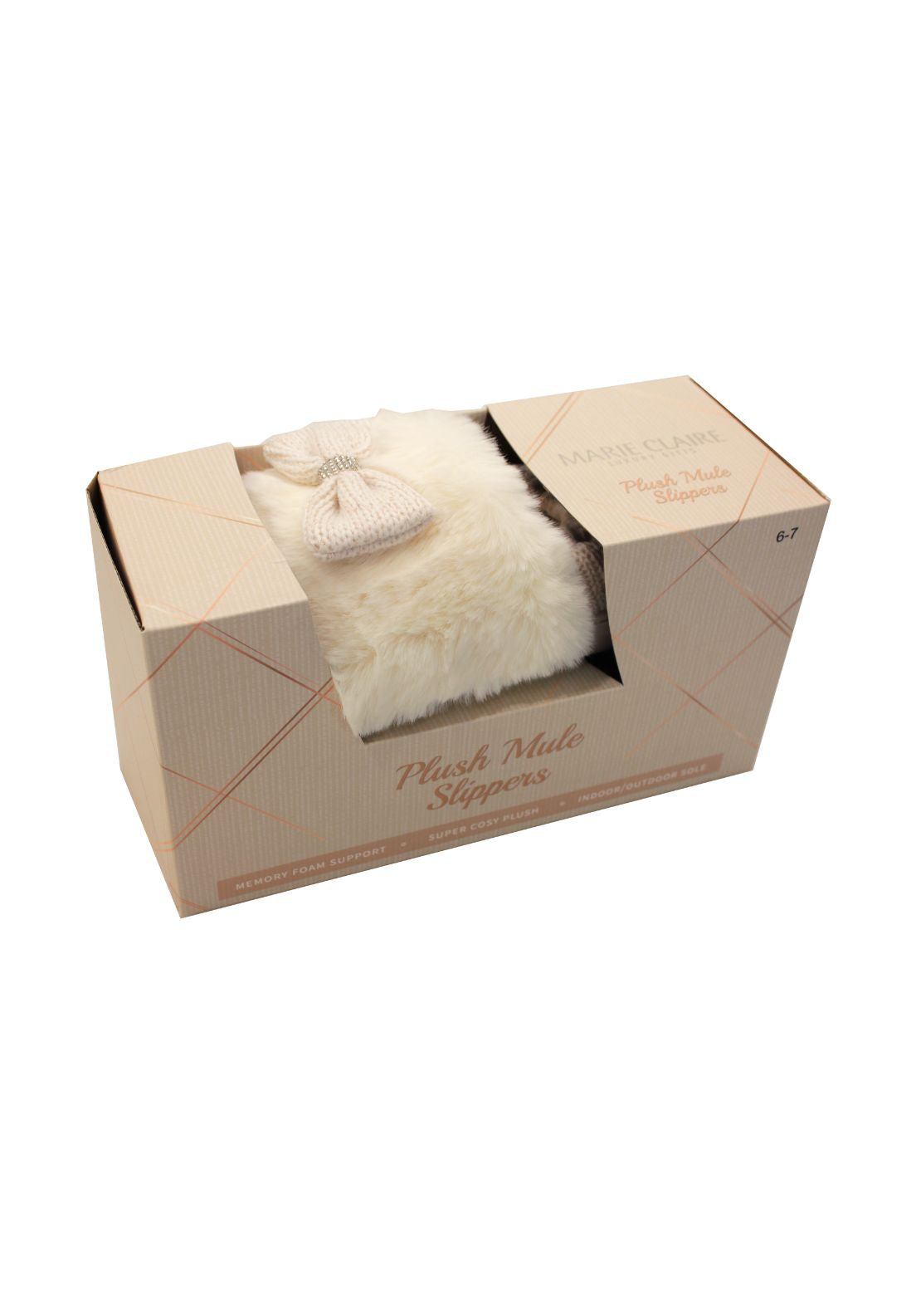 Marie Claire Soft Knit Plush Slippers - Cream 2 Shaws Department Stores