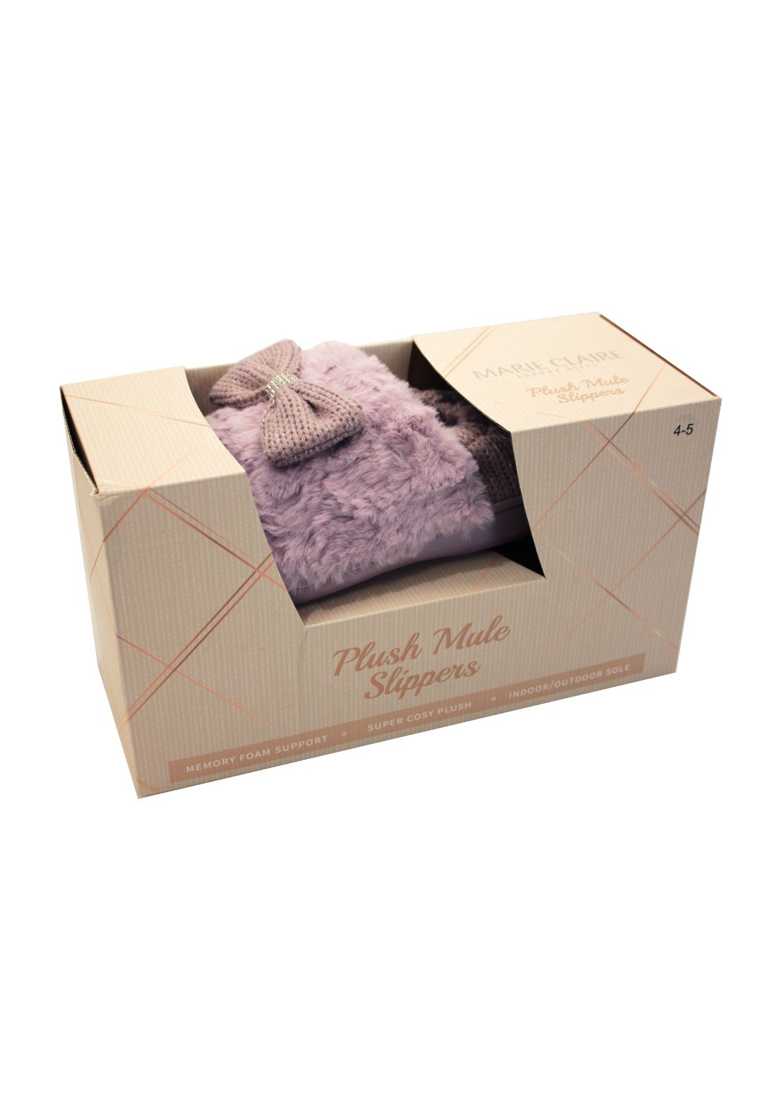 Marie Claire Soft Knit Plush Slippers - Lilac 2 Shaws Department Stores