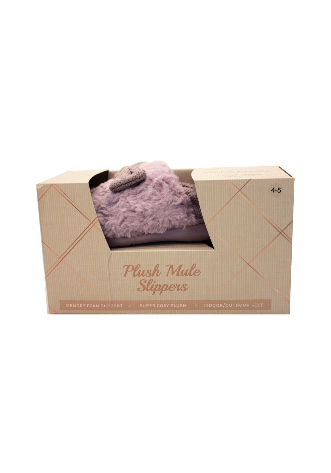 Marie Claire Soft Knit Plush Slippers - Lilac 1 Shaws Department Stores