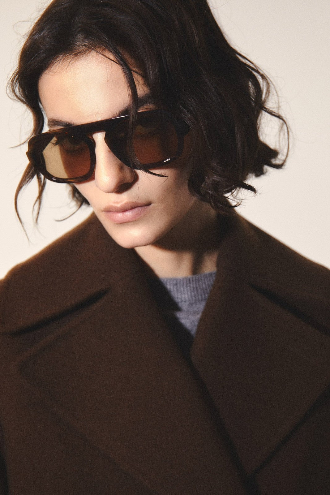 Short Wool Coat - Brown