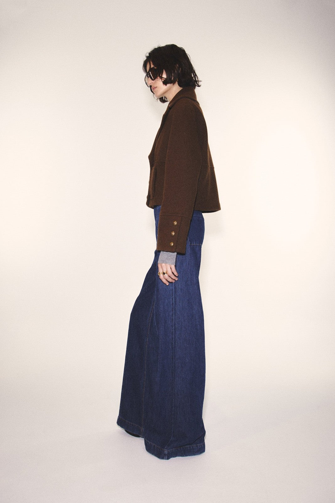 Short Wool Coat - Brown