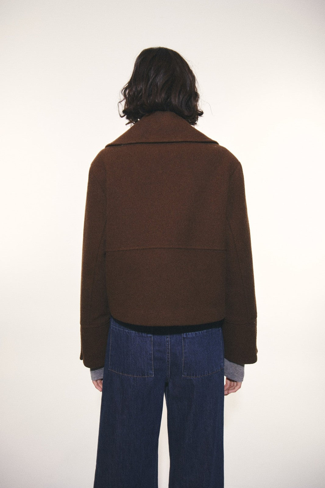 Short Wool Coat - Brown