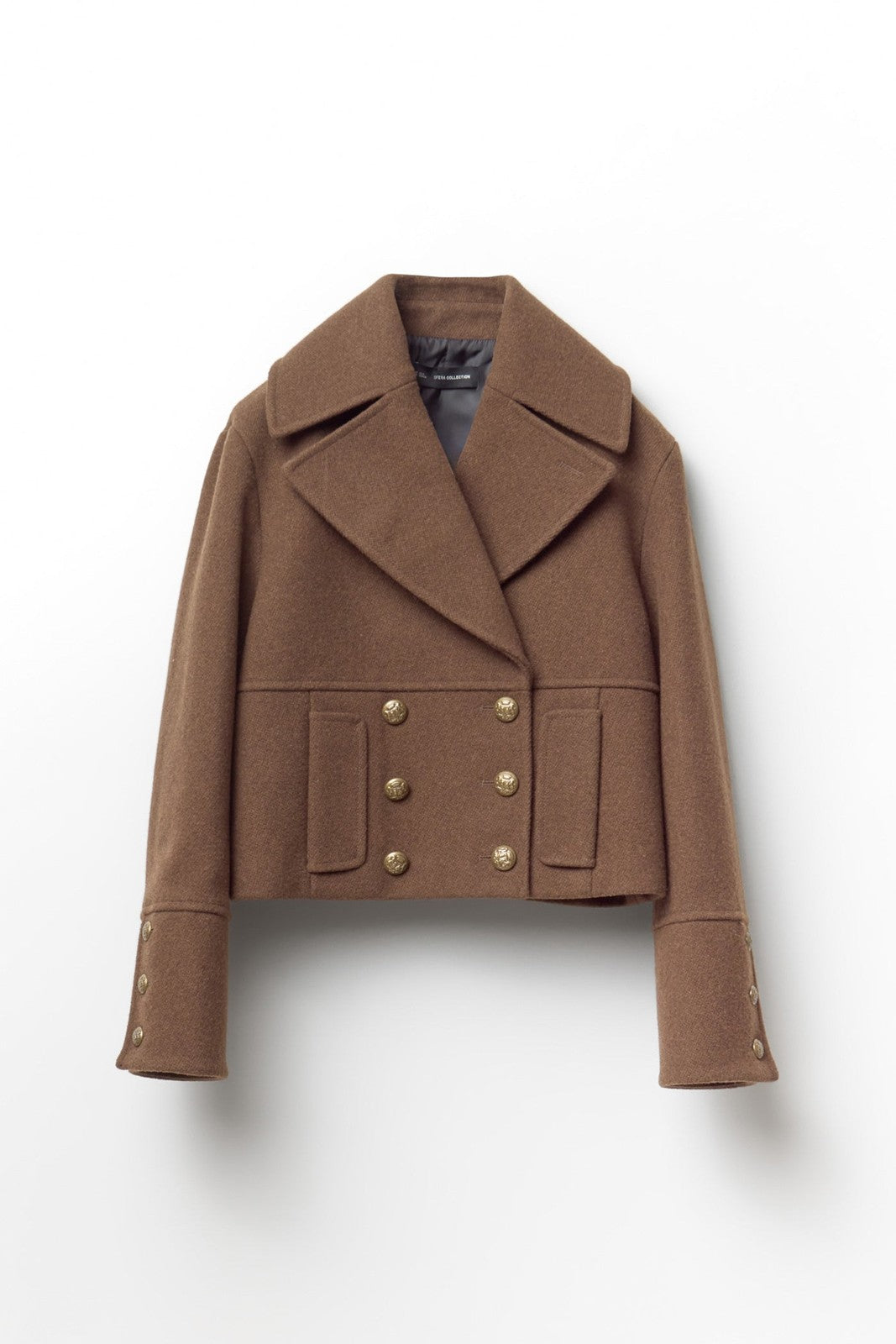 Short Wool Coat - Brown