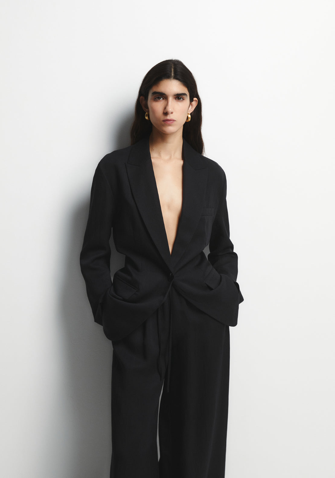 Gathered Back Blazer - Black