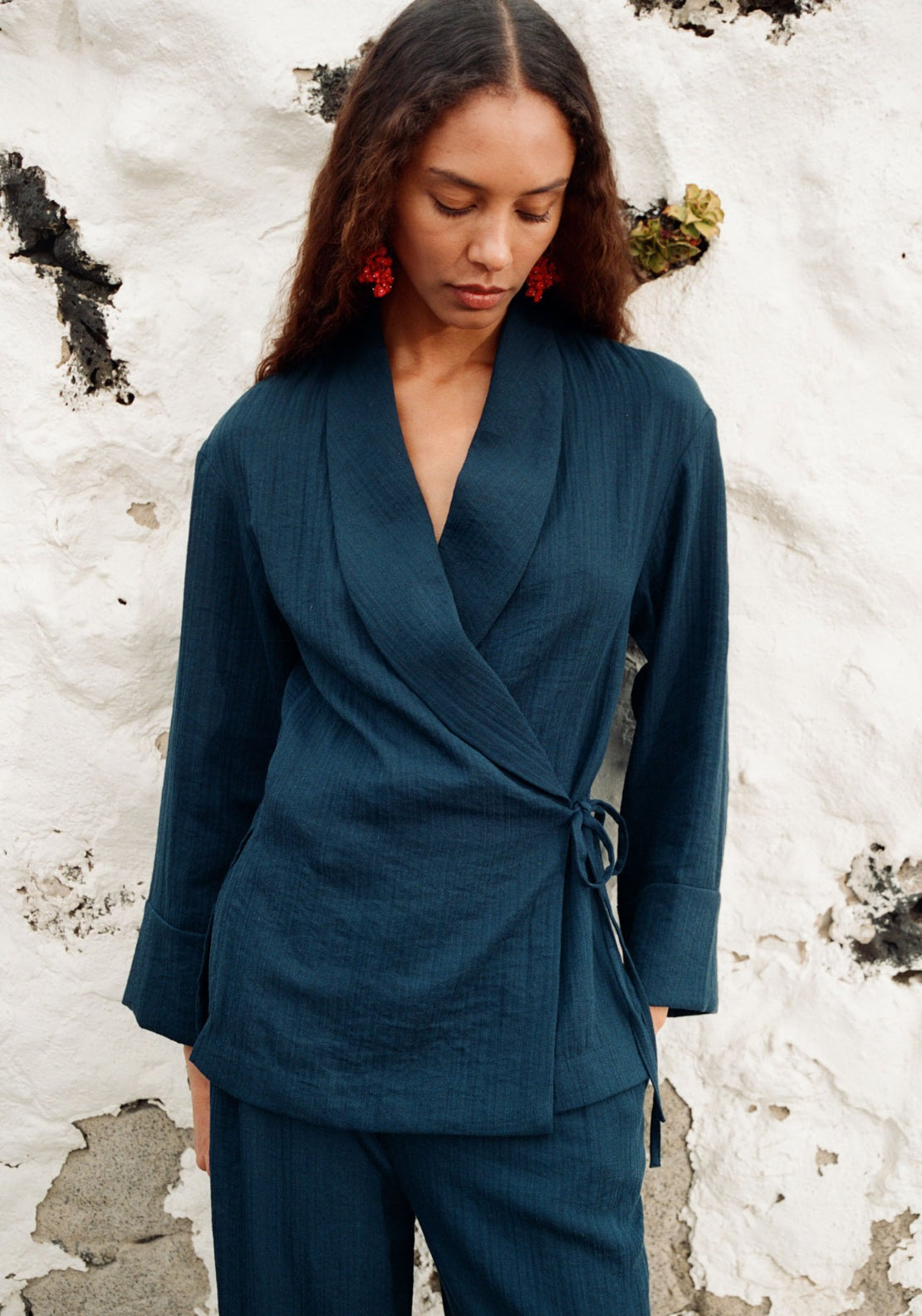 Wrap Shawl Jacket - Blue