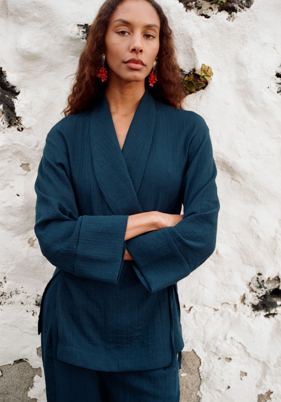 Wrap Shawl Jacket - Blue
