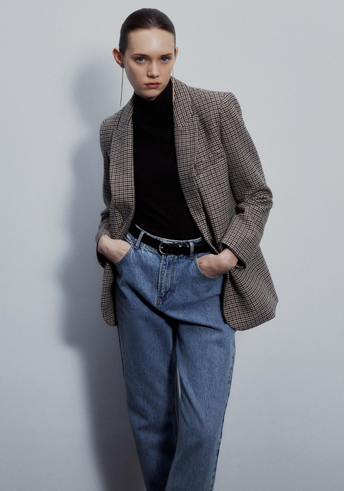 Sfera Houndstooth blazer - Blue 1 Shaws Department Stores