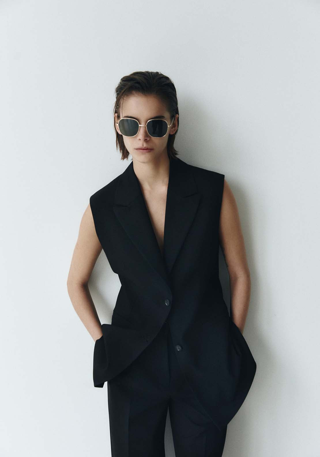 Sfera Long Suit Vest Blazer - Black 1 Shaws Department Stores