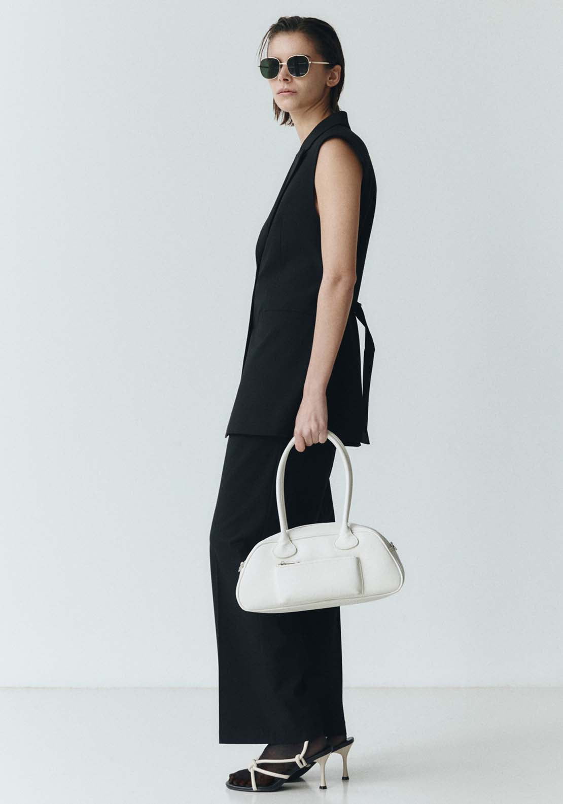 Sfera Long Suit Vest Blazer - Black 3 Shaws Department Stores