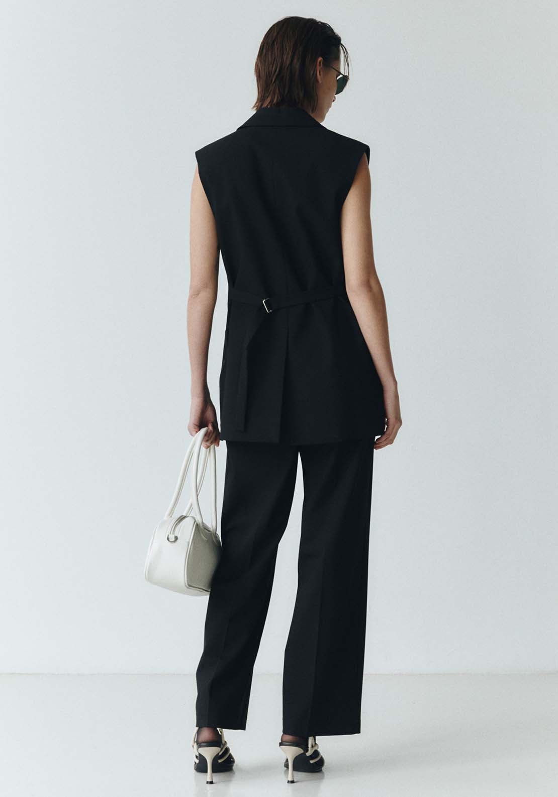 Sfera Long Suit Vest Blazer - Black 4 Shaws Department Stores