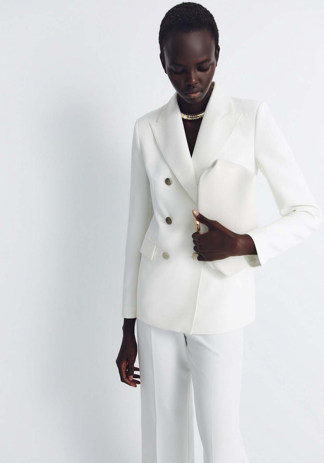 Sfera Double-Breasted Jacket - White 1 Shaws Department Stores