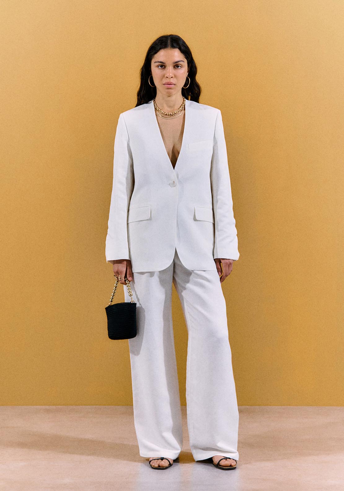 Sfera Linen Plain Blazer - White 4 Shaws Department Stores