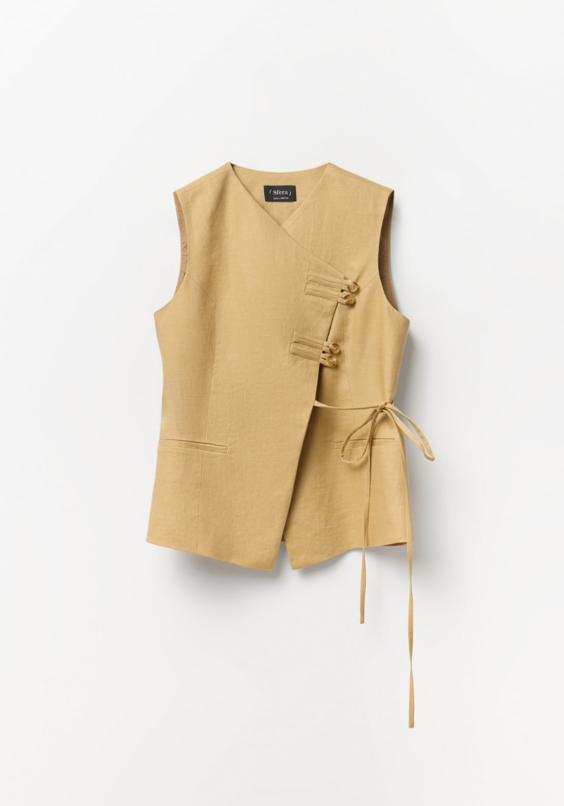 Japanese-Style Waistcoat - Beige