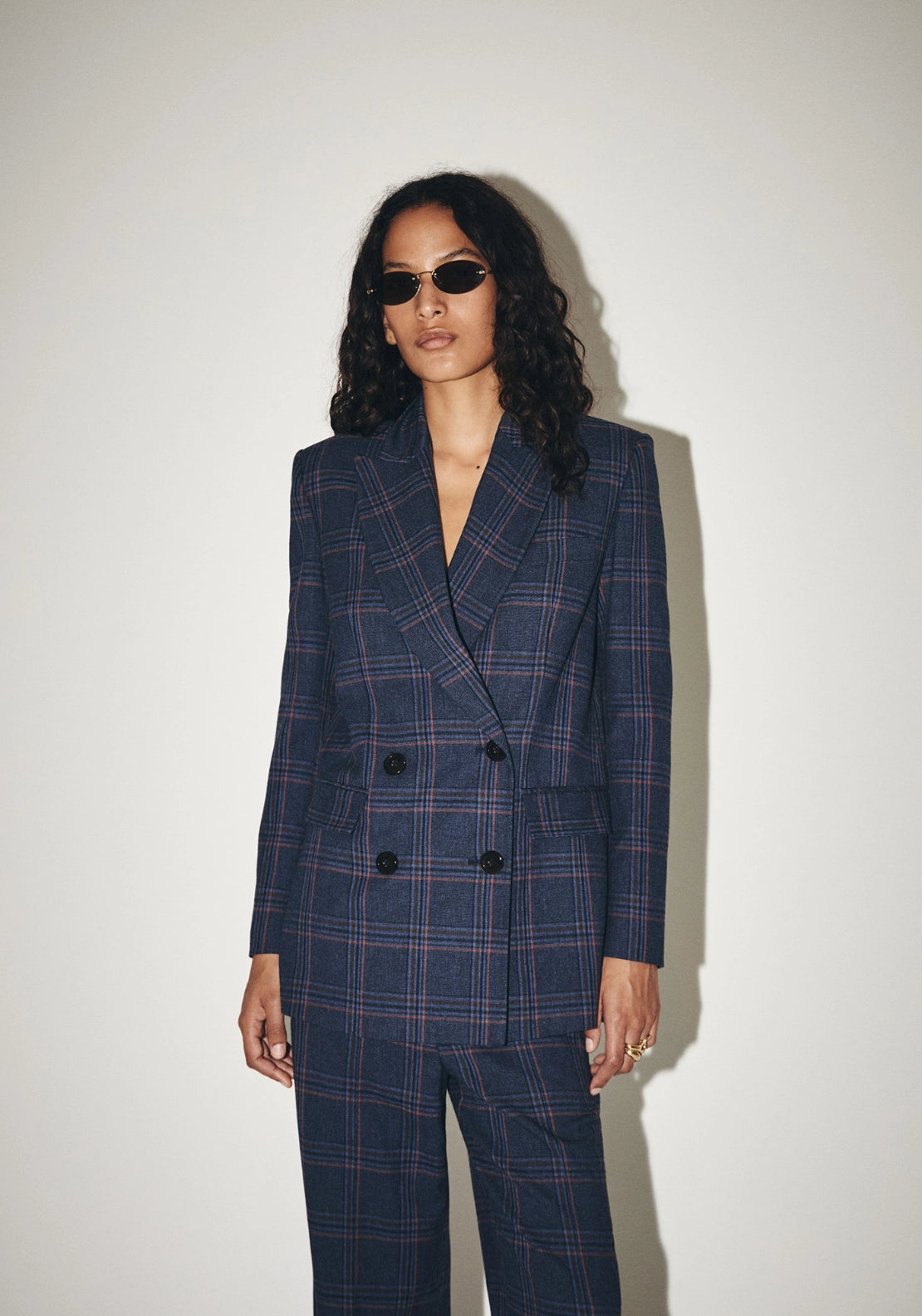 Checked Suit Blazer - Blue