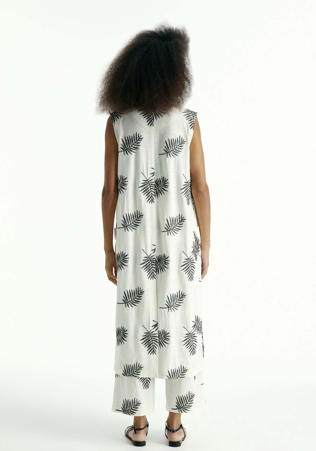 Sfera Long Embroidered Vest - Ecru 2 Shaws Department Stores
