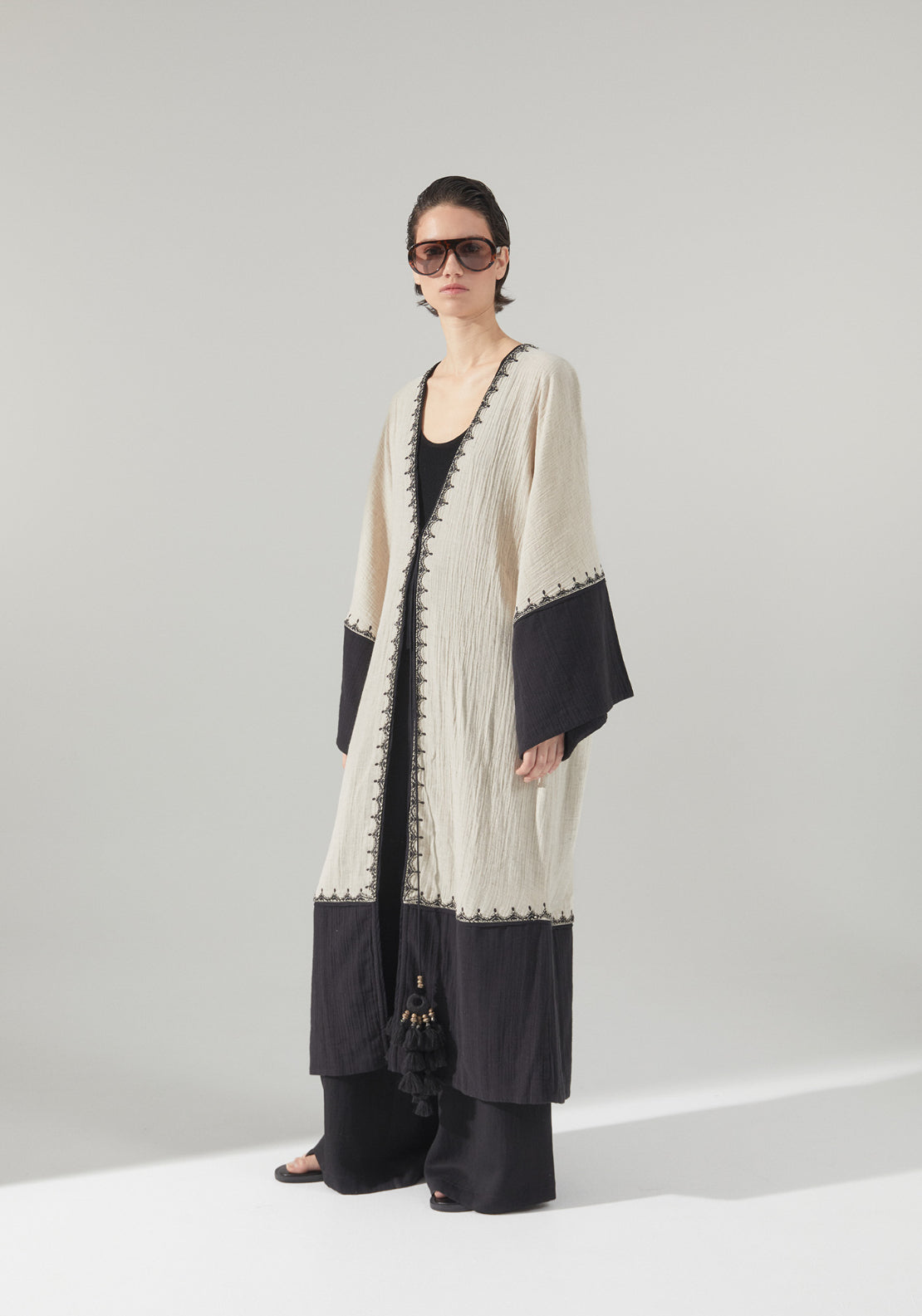 Embroidered Kimono - Cream