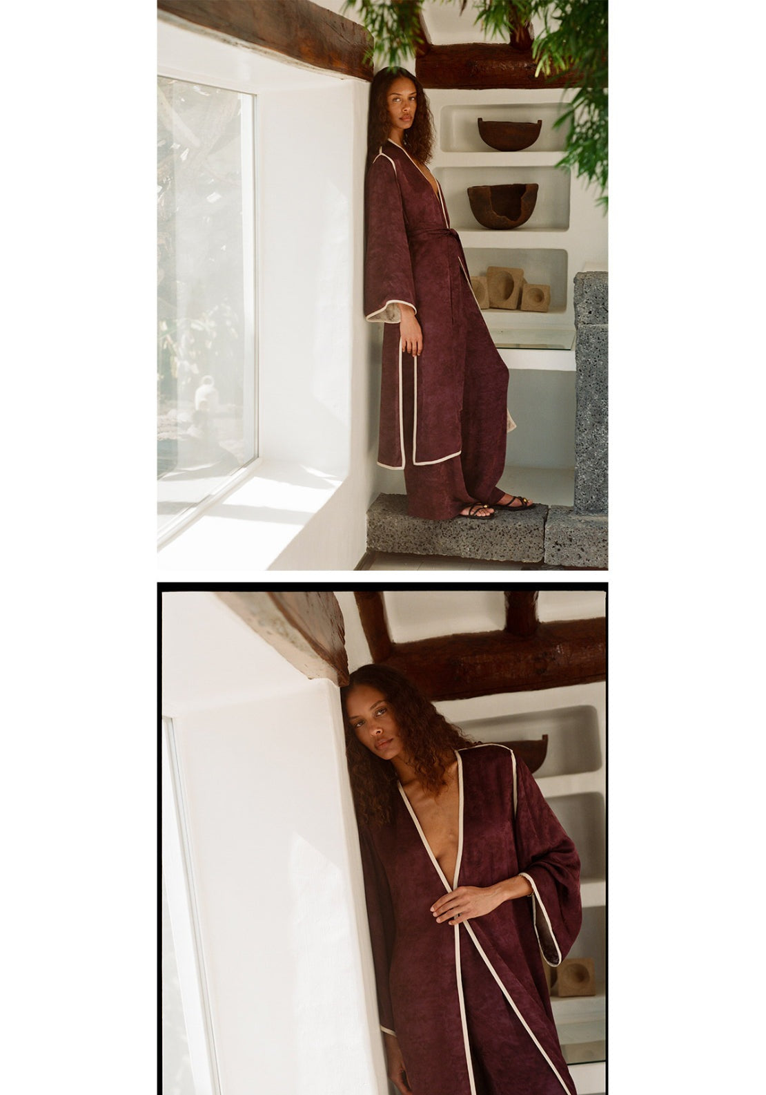Jacquard Kimono - Brown