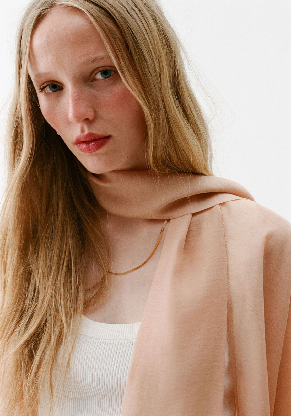 Cape With Scarf Style Sleeves - Peach