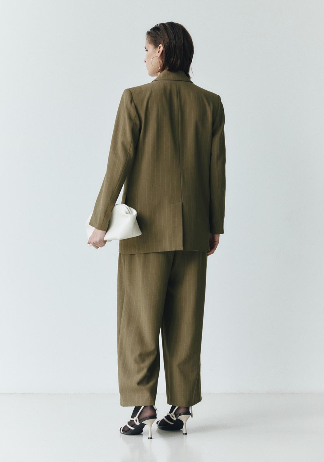 Sfera Stripes elastic waist trousers - Khaki 5 Shaws Department Stores
